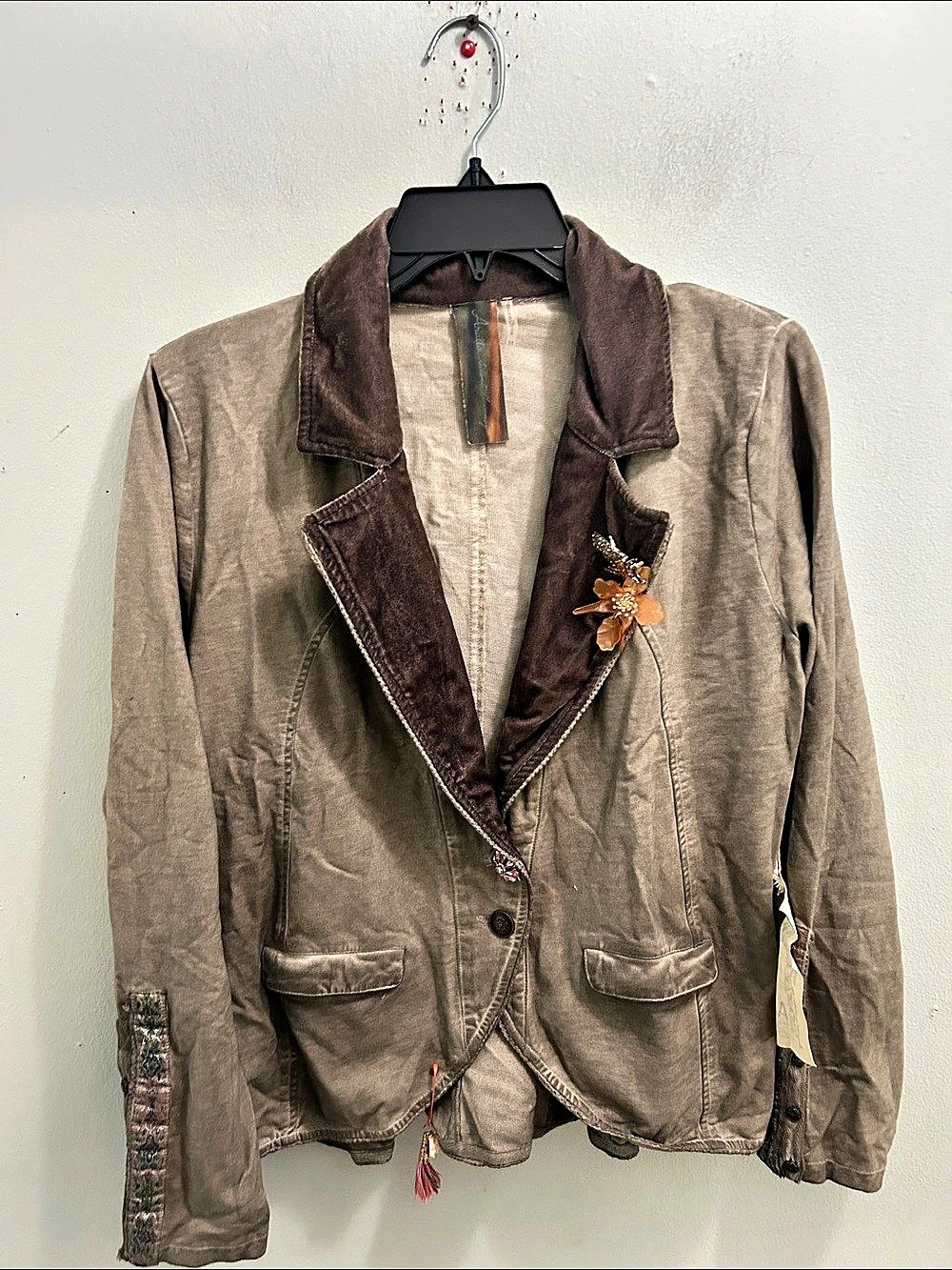 Aratta Colonel Jacket Taupe Embellished Utility Jacket Brown & Taupe NWT